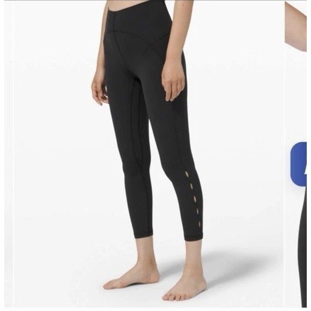 🍋EUC lululemon Unlimit HR Tight 25" Keyhole leggings Black 14 W5CPZS - Picture 2 of 8